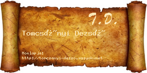 Tomcsányi Dezső névjegykártya